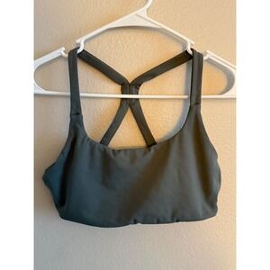 YoungLA Womens Small Strappy Racerback Sports Bra Sage Green Athletic Gym Top